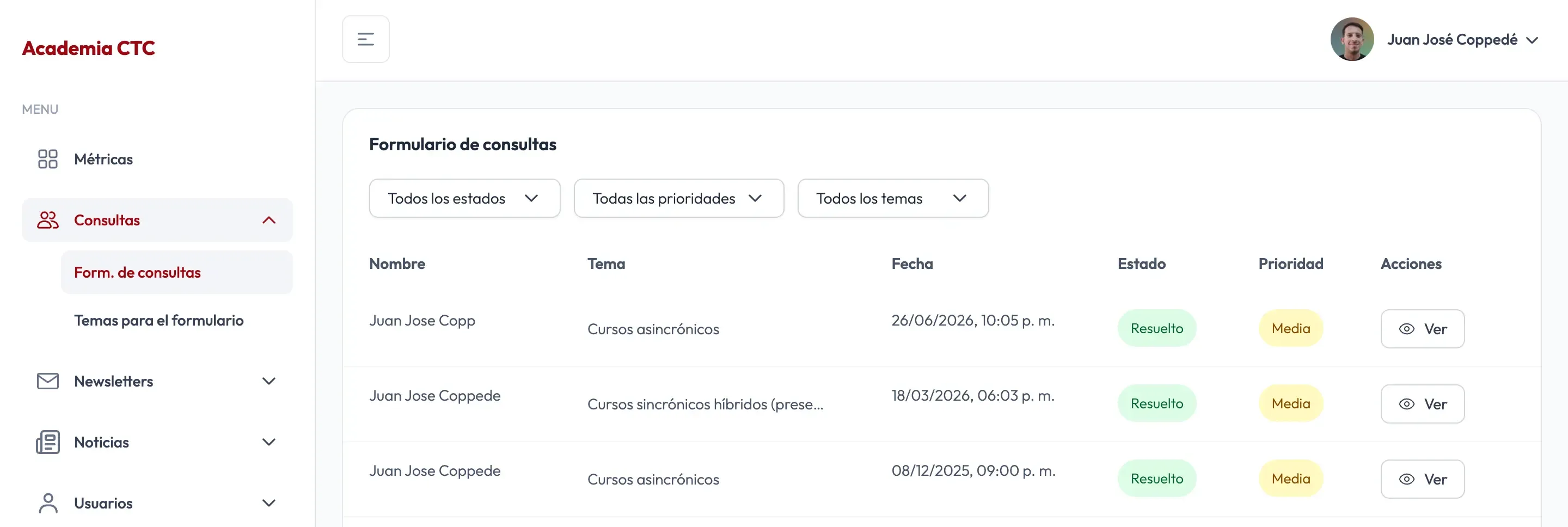 Content Management System — captura 1